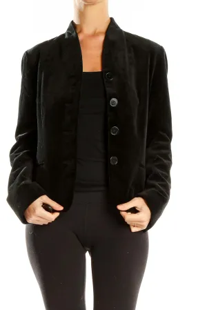 Black Velvet Button-Up Jacket