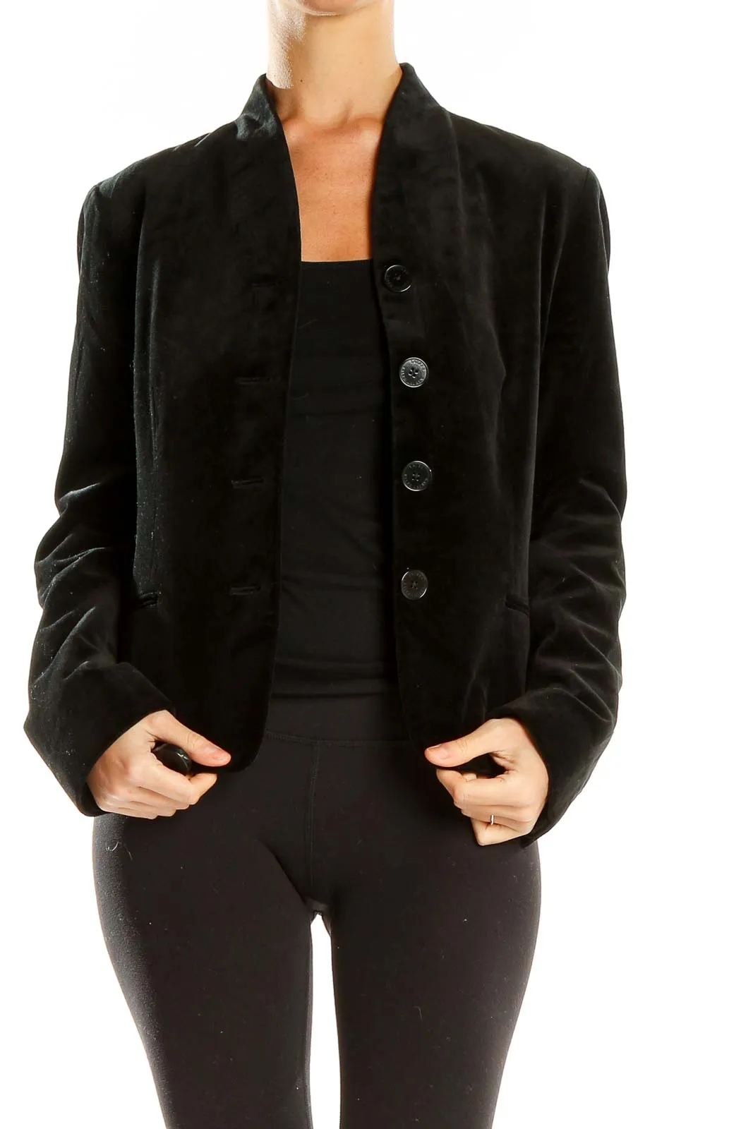 Black Velvet Button-Up Jacket