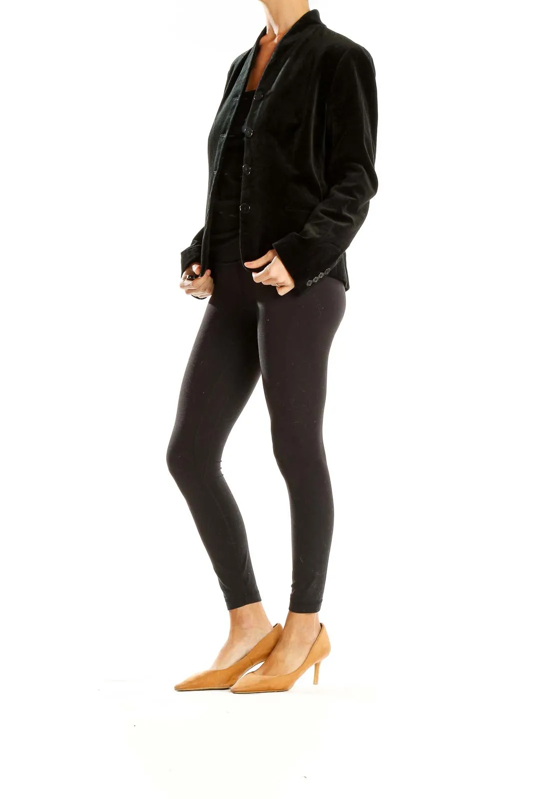 Black Velvet Button-Up Jacket
