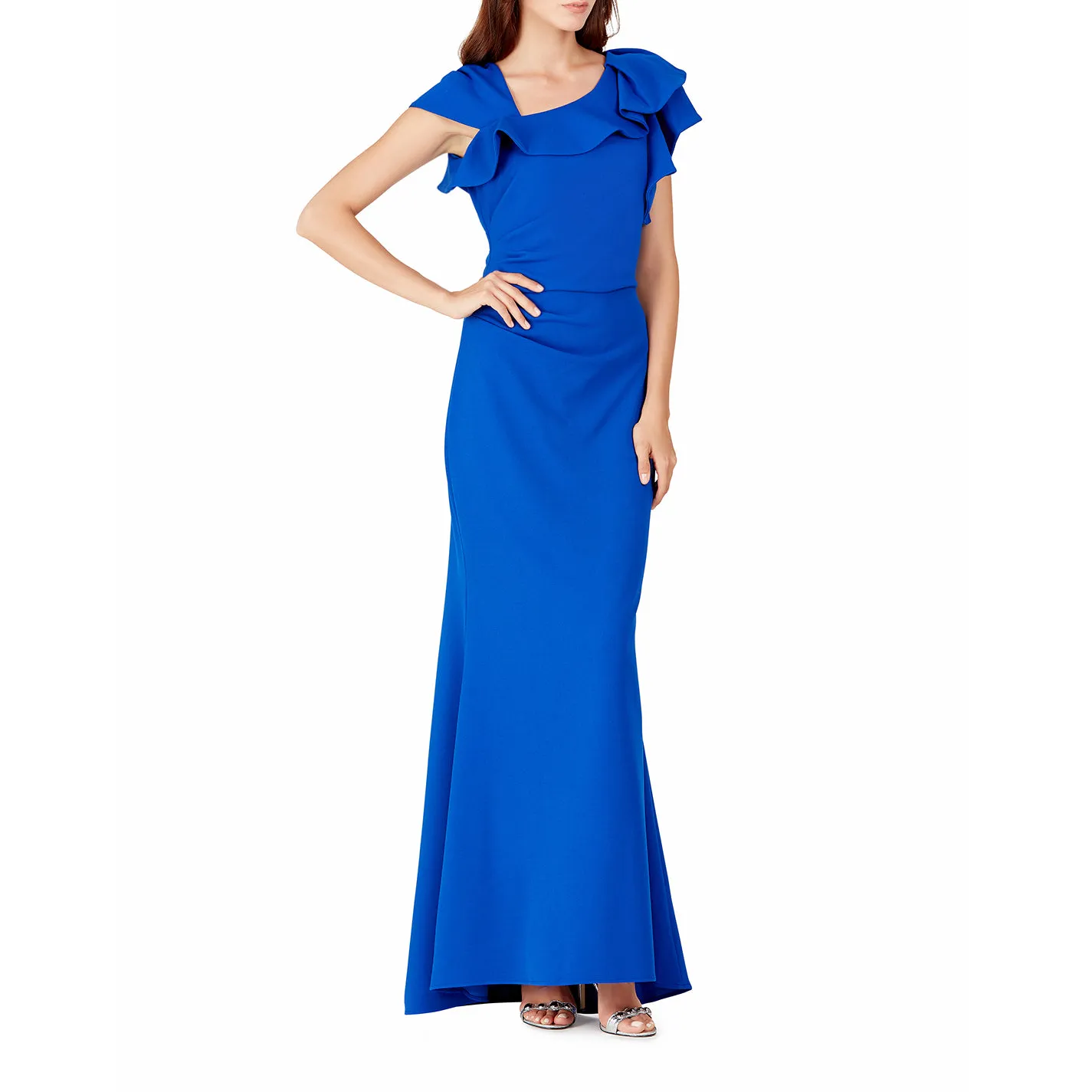 Cobalt Blue Ruffle Sleeved Gown