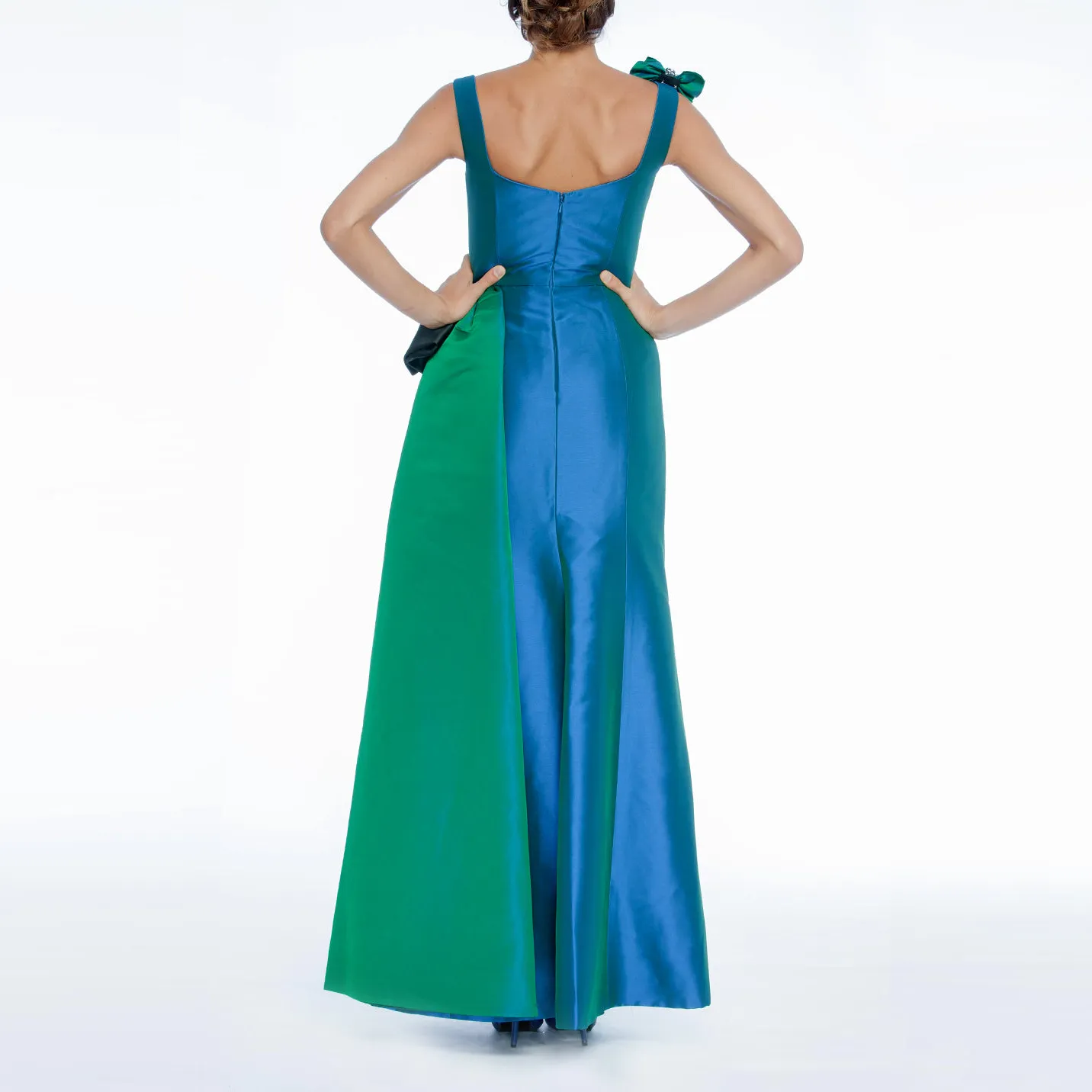 Empire Jade Taffeta Gown