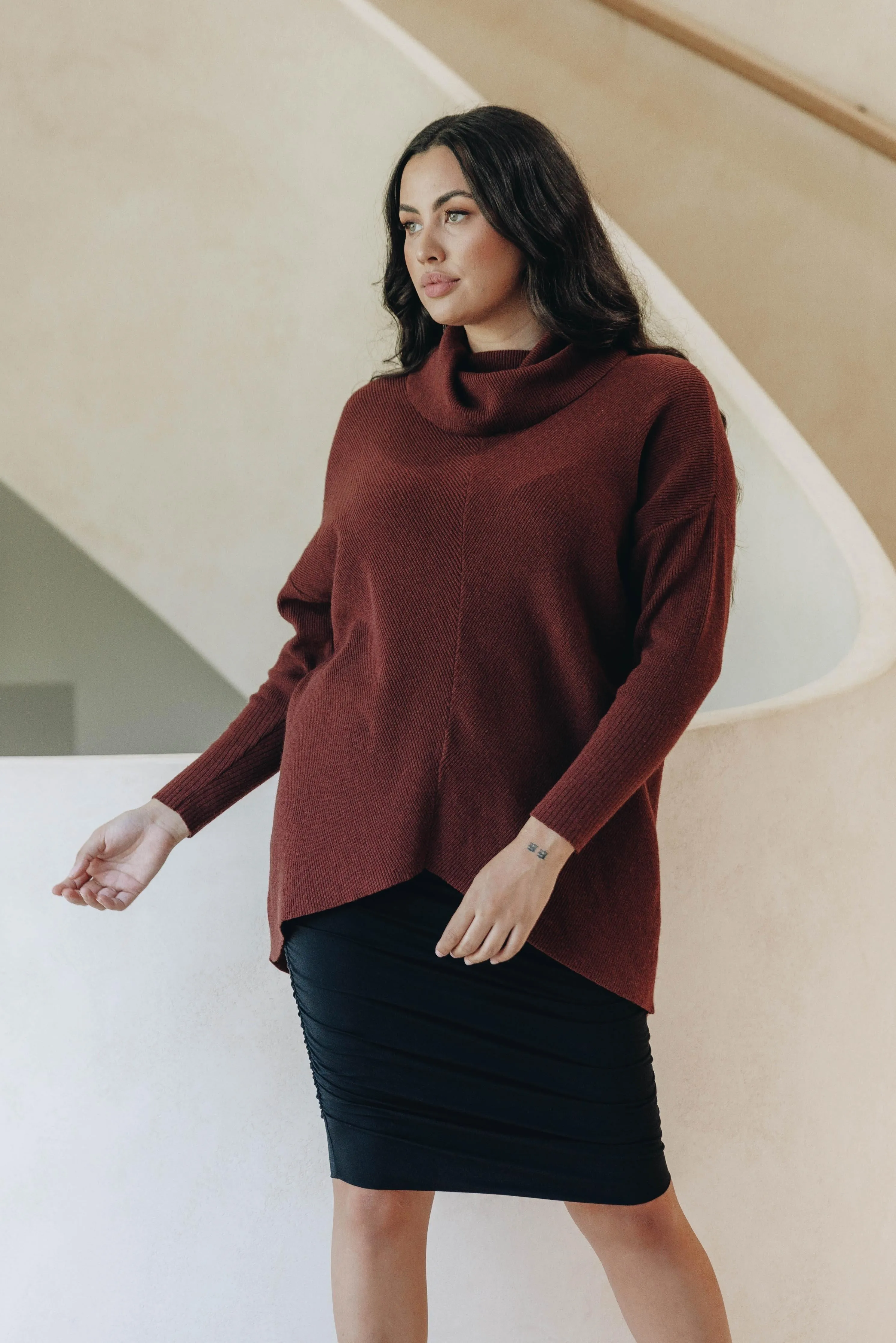 FINAL SALE Knitted Turtleneck in Espresso