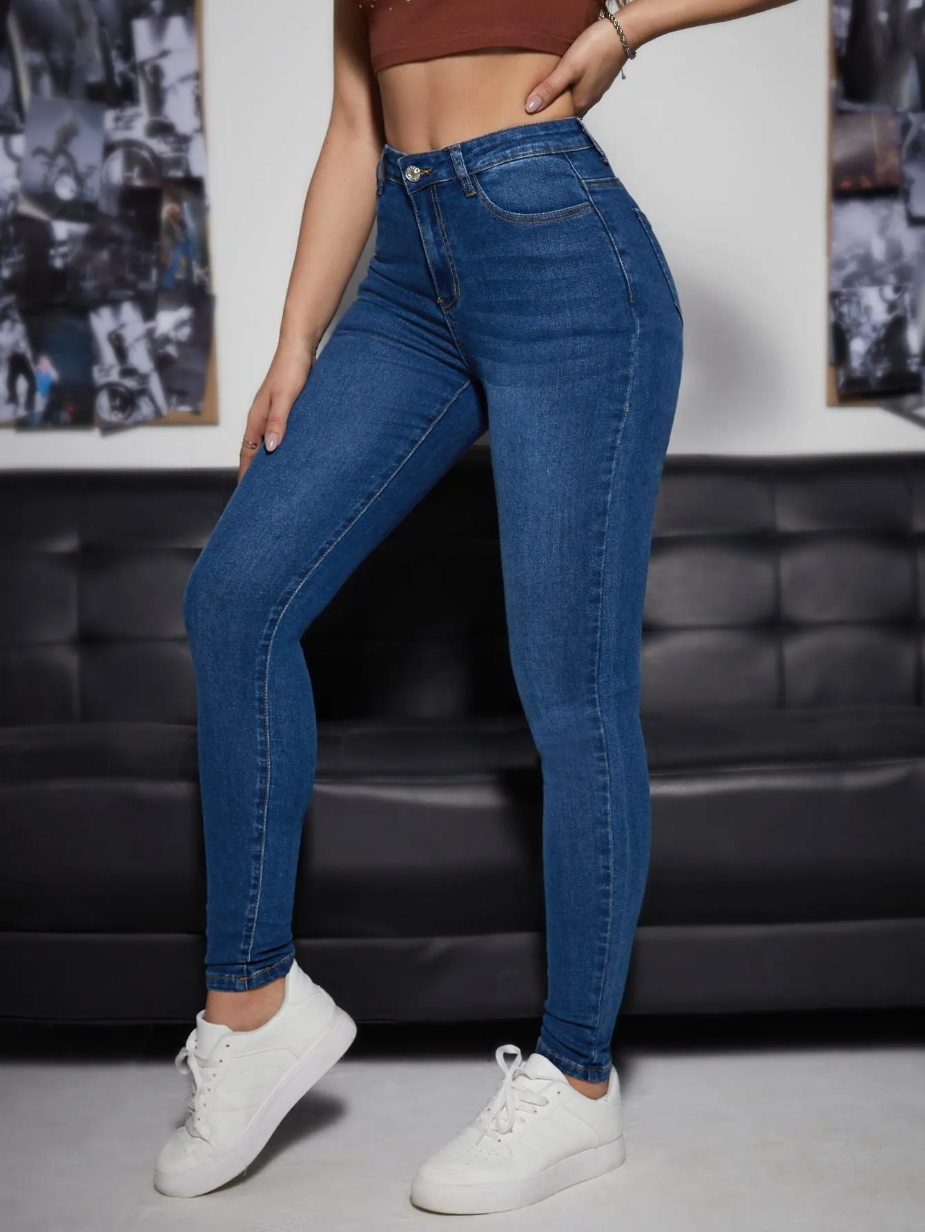 Slant Pocket Skinny Jeans