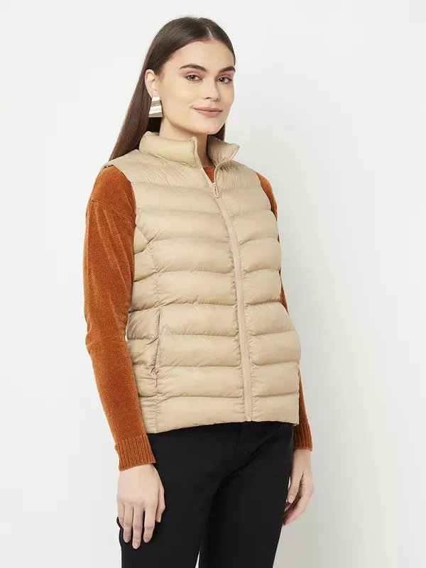 Women Beige Front Open Jackets