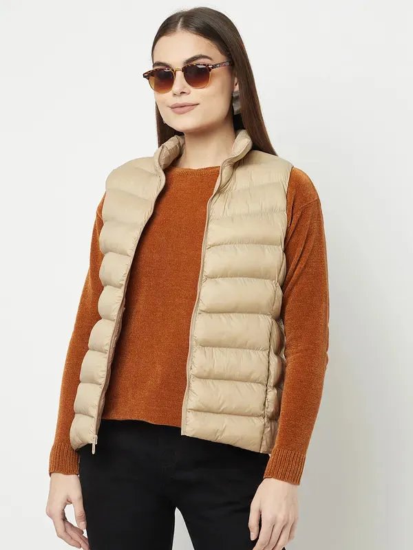 Women Beige Front Open Jackets